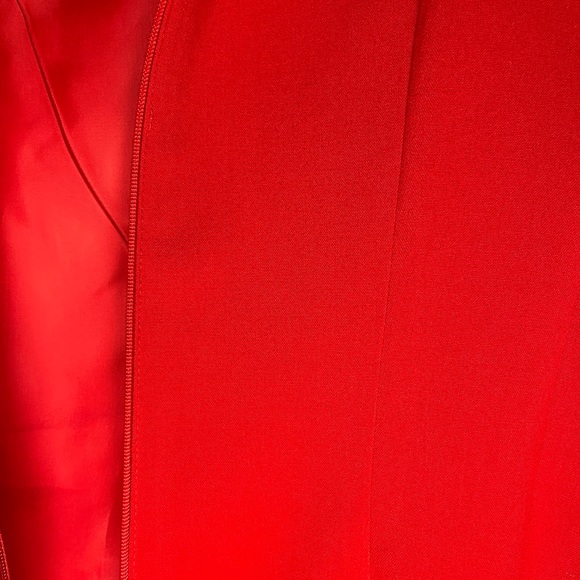 CALVIN KLEIN Red Asymmetric Ruffle Sleeveless Sheath Dress - Picture 9 of 16